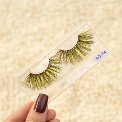 China Mink Fluffy Eyelash Colored 3d False Eyelashes 25mm Fluffy Colored Mink Color Lashes for sale