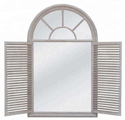 China Art Decor Country Style Wooden View Shutter with Window Mirror Design for sale