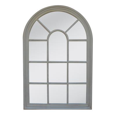 China Country Arch Frame Wooden Floor Window Mirror Decorative Wall Design Made In China for sale