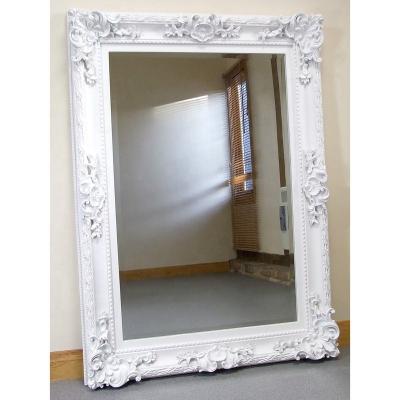 China Contemporary French Large Rectangle Vintage Porcelain Wood Framed Decorative Wall Mirror for sale