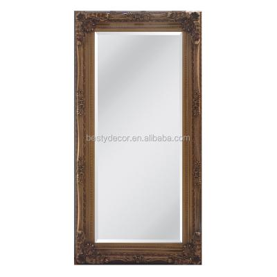 China Art Decor Large Large Carved Wooden Floor Mirror Frames Designs For Walls for sale