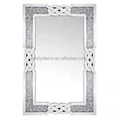 China Contemporary European French Rectangle Crushed Diamond Wall Decor Console Table Silver Set Mirrors for sale