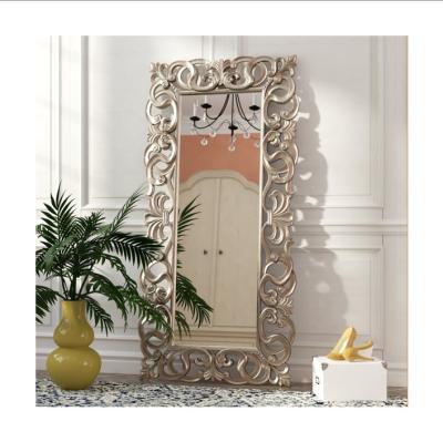 China Vintage Contemporary Baroque Antique Decorative PU Framed Decorative Floor Wall Mirror Furniture for sale