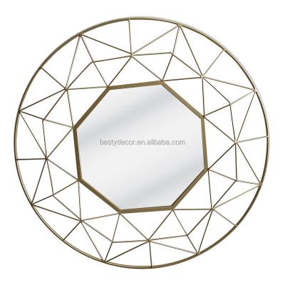 China Modern Minimalist Metal 3D Decorative Gold Waist Frames Espejos Geometric Wall Wire Mirror for sale