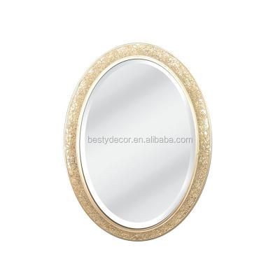 China Home Decorative Oval Wall Art Decor Gold Foil MDF French Mirror Frame For Living Room for sale