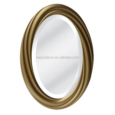 China Art Decor Gold Oval Wall Mounted Ornate Mirror Plastic Frame for sale