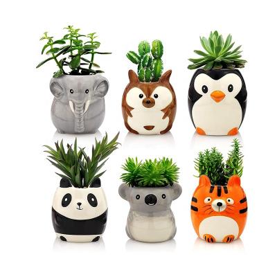 China 100% lovely handmade porcelain flower pot wholesale ceramic animal planters for home decoration for sale