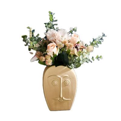 China Europe Modern Chinese Ceramic Flower Vase Porcelain Home To Marry Vase Human Face for sale