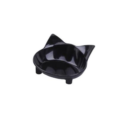 China Wholesale Sustainable Cat Shape Pet Bowl Water Ceramic Food Drink Feeding Water And Eating Food Feeder Black And White Color for sale