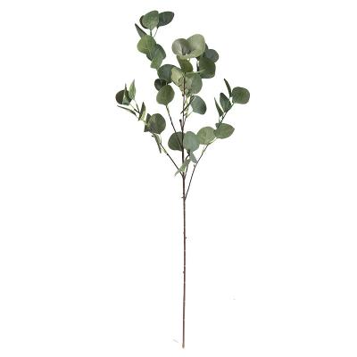 China Plastic Art Decor Hot Sale Artificial Silk Stem Branch Eucalyptus Leaves Bouquet Greenery Foliage Home Decoration for sale