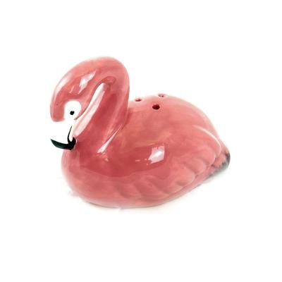 China Viable Mini Ceramic Flamingo Salt and Pepper Shakers Set for Kitchen Condiment Kitchen Gift Set for sale