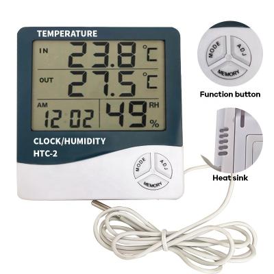 China Indoor/Househood High Accuracy Digital Display LCD Display Electronic Indoor Outdoor Thermohygrometer with Household Temperature Probe htc-2 for sale