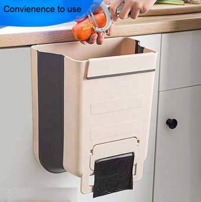 China Collapsible Plastic Color 9L Cafe Kitchen Waste Stocked Hanging Garbage Bin for sale