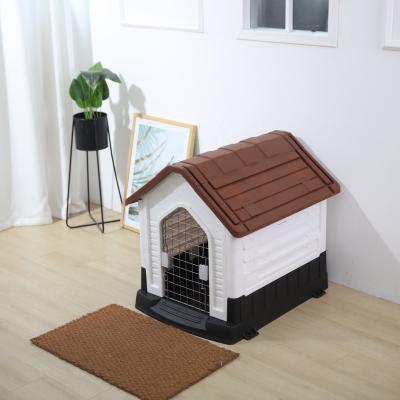 China Outdoor Use Large Size Removable Waterproof Plastic Windproof Cat Dog Pets House With Stainless Steel Door for sale