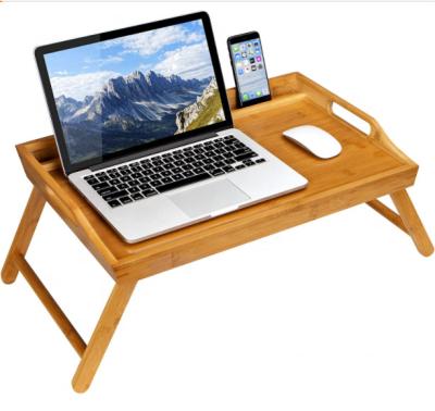 China Large Foldable Natural Bamboo Bed Table Breakfast Serving Tray with Folding Legs for sale