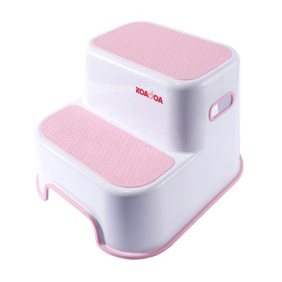 China Plastic Storage Two Steps Stool Bathroom Stool Kitchen Step Stool With Slip Resistant Soft Handle for sale