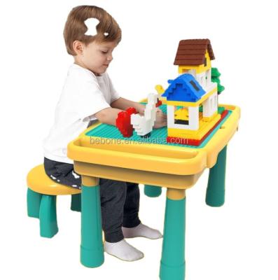 China Foldable Plastic Kids Activity Table And 2 Chairs Set Use As Building Block Vessel for sale