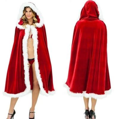 China New Year's Christmas Costume Girls Adult Red Women's Christmas Ball Santa Cloak Cloak Children's Cloak Dress Female Costumes for sale