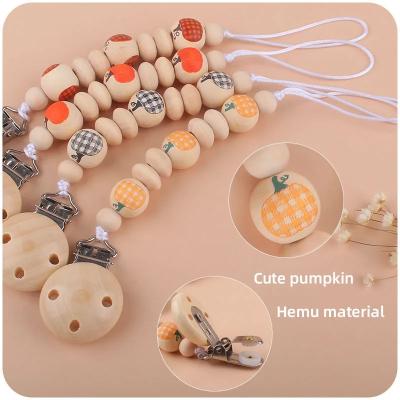 中国 Geometric Silicone Pacifier Chain Clip Wooden Pacifier Holder 販売のため