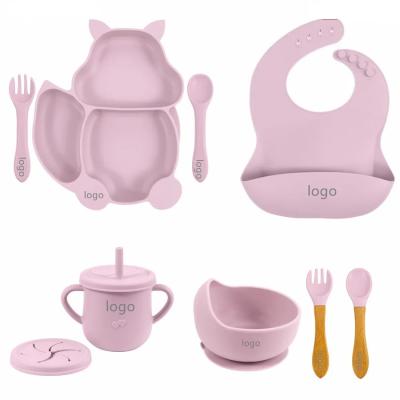 China Food Grade Newborn Feeding Set BPA Free Silicone Tableware Feeding Set for sale