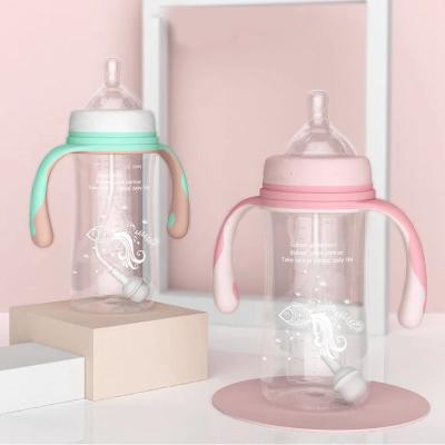 China PP Material Sipper Feeding Bottle With Handle BPA Free Infant Training Te koop