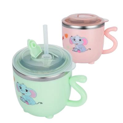 China Custom Steel Baby Sippy Cup With Shape With Double Handle Silicone Baby Children for sale