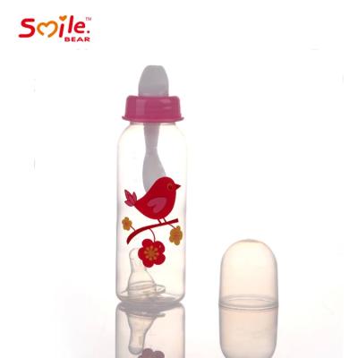 China 250ml Fashionable adult BPA free silicone baby feeding bottle with spoon for sale