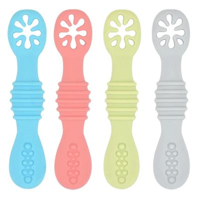 China Food Grade Toddler Training Spoon Without BPA Silicone Baby Spoon for sale