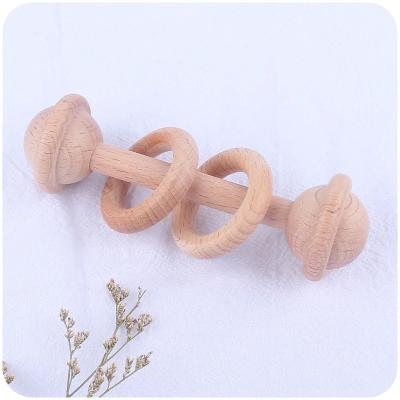 China Baby Teething Toys Organic Beech Wood Ring Teether Wooden Baby Rattle Teething Toys for sale