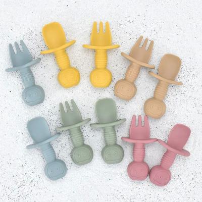 China Wholesale BPA Free Baby Silicone Feeding Set Fork Spoon Silicone Baby Feeding Set for sale