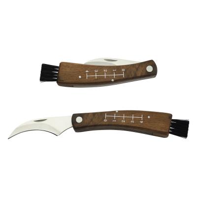 China New Arrival Non-variable Mounted Wood Handle Steel Folding 3cr13 Mushroom Knife With Brush for sale