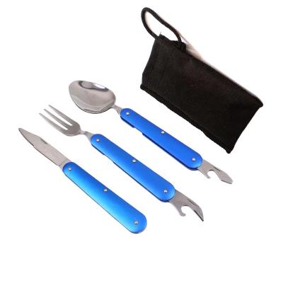 China New Design Folding Picnic Tools Pocket Knife Spoon Fork Stocked Camping Tool for sale