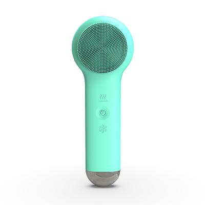 China Acne Treatment 2 in 1 Hot and Cold Therapy Silicone Heating Face Detergent Massage Cleansing Brush Skin Scrubber Wash Brush Facial Skin Care for sale