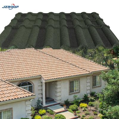 China Heat Resistance Stone Coated Asphalt Stone Metal Tile 0.4mm Zambia Color Stone Coated Metal Roof Tiles Milan Roof Tile for sale