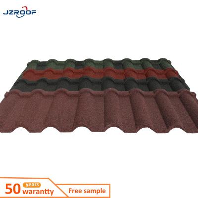 China Artistic Metal Stone Coated Roof Sheet 0.45mm Color Blue Jianzhan Factory Milan Tile for sale