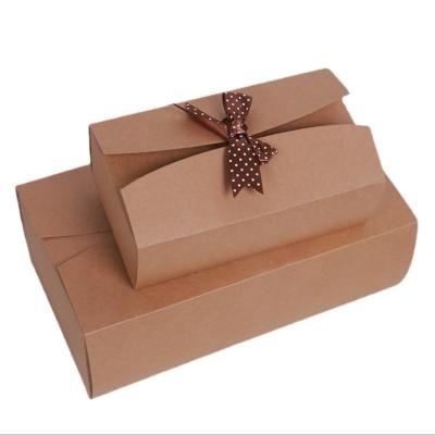 China Handmade Premium Custom Logo Printed Cardboard Folding Paper Boxes Brown Color Kraft Paper Gift Packing Box for sale