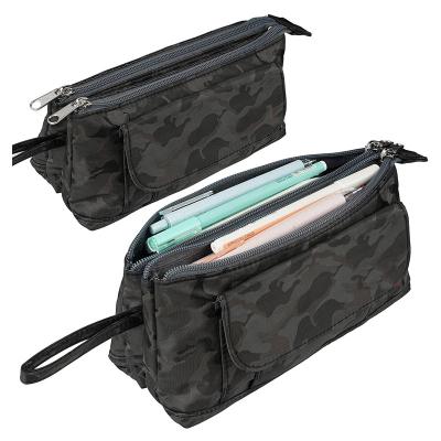 China Large Capacity Pencil Pouch Holder Pen Case School Supplies Office Stationery Insulated Pencil Case With Two Large Compartments Pocket for sale