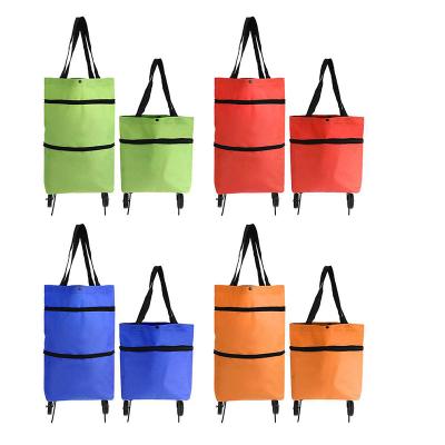 China Fashion Large Market Cart Wheels Luggage Bag Foldable Eco Trolley Trolley Shopping Bag Reusable Waterproof Nonwoven Bag Pouch for sale