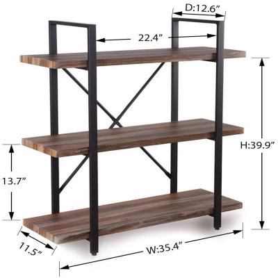 China Modern Decorative Three-layer Bookshelf Simple Retro Wooden Bookshelf Solid Wood Shelf for sale