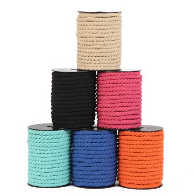 China Hot Sale Eco-friendly Color 4mm Natural Soft Strand Recycled Macrame Cotton Rope Thick Macrame Rope For Diy for sale