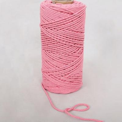 China Wholesale colorful 4mm viable 3 strand cotton rope for decoration for sale