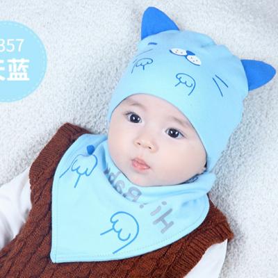 China COMMON Cute Kids Hat Cap With Baby Girls Boys Solid Colors Candy Beanie Hats Cotton Infant Baby Bibs Hat Toddler Born Bibs for sale