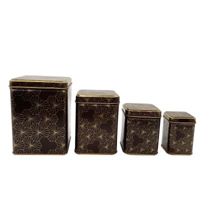 China Wholesale Custom Recyclable Airtight Tinplate Rectangular Recyclable Tea Beverage Tin Hight Quality Tea Jars 0.23mm Accept for sale