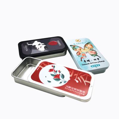 China Good Quality Recyclable Rectangular Aluminum Multicolor Aluminum Tin Box Slide Tin With Sliding Lid Custom Top Metal Canisters for sale