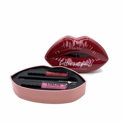 China Cheap Price Recyclable Custom Design Lip Gloss Metal Box Tinplate Packaging Lip Shape Tin Box for sale