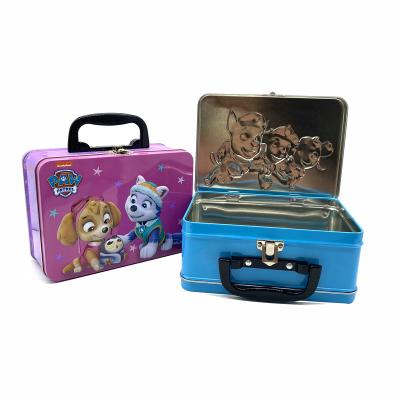 China Recyclable Custom Printed Size Quality Tin Box With Handle Factory Wholesale Price Tin Lunch Box for sale