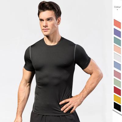 China Custom Anti-Wrinkle Logo S-3XL Plus Size Short Sleeve Workout Shirt Summer Muscle Fit Mens Gym T Shirts for sale