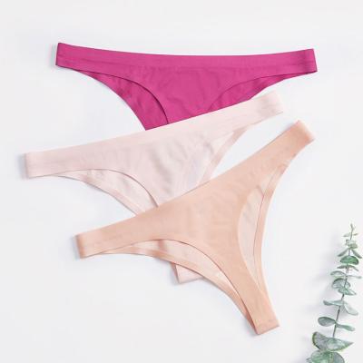 China China Supplier Direct Selling Antibacterial Thong Women's Sex Ice Silk Seamless Women's Panties T-pants One-Piece Underwear for sale