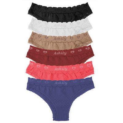 China Antibacterial Custom Logo Women Panties Seamless Calcinhas De Renda Sexy Women Lace Up Underwear for sale