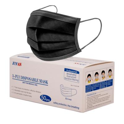 China Disposable Adult Black Face Mask 3ply Printing Nonwoven Earloop Face Mask Nonwoven for sale